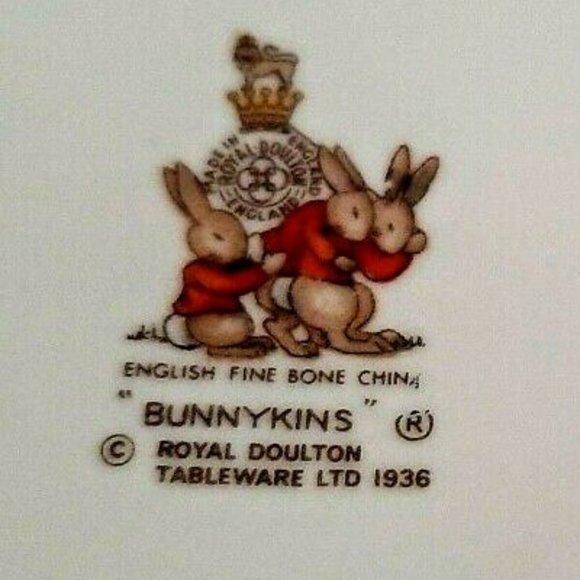 BUNNYKINS Mug / Double HANDLE Cup / VINTAGE ROYAL DOULTON BONE CHINA 1936 - Picture 3 of 3